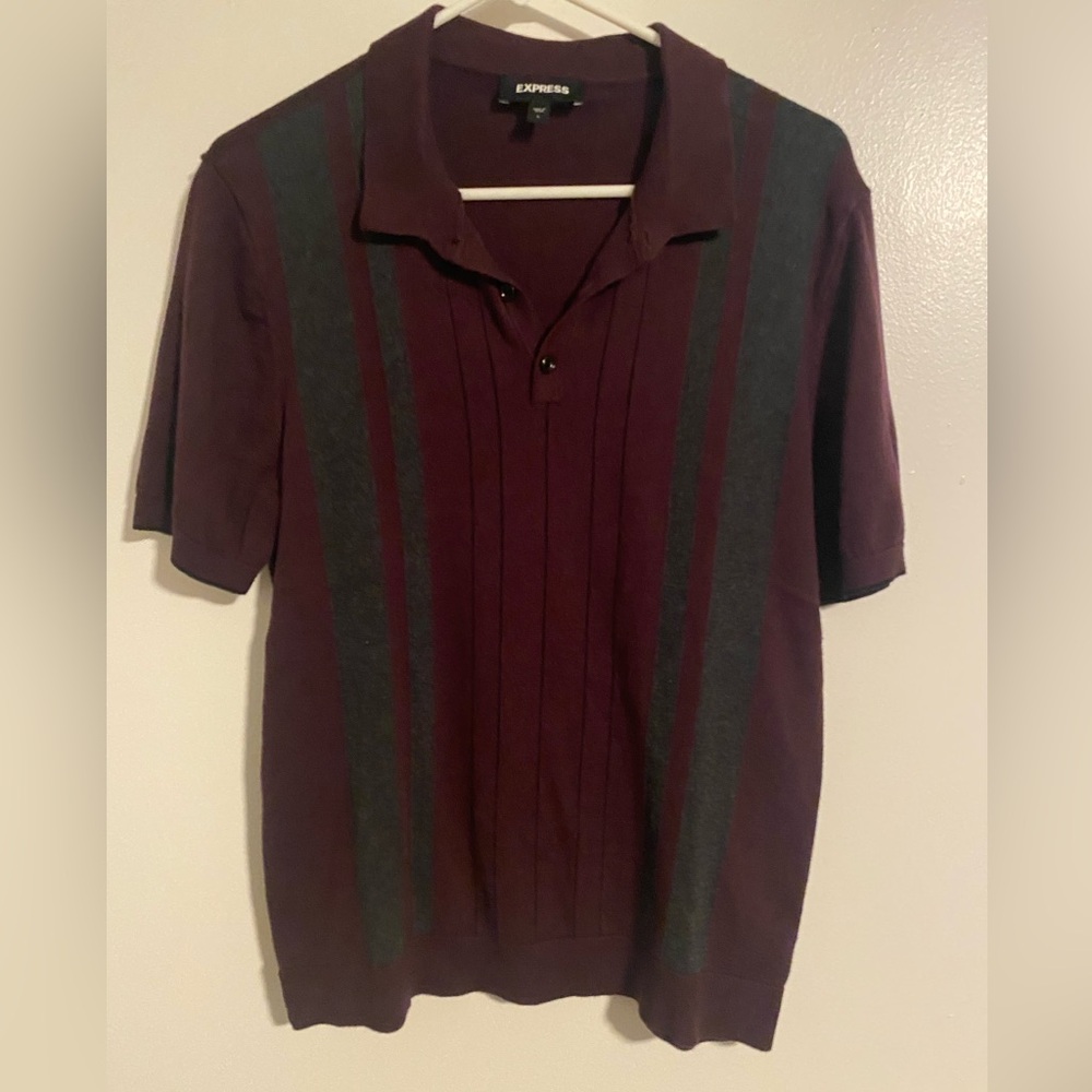 Express Men's Burgundy Polo Shirt